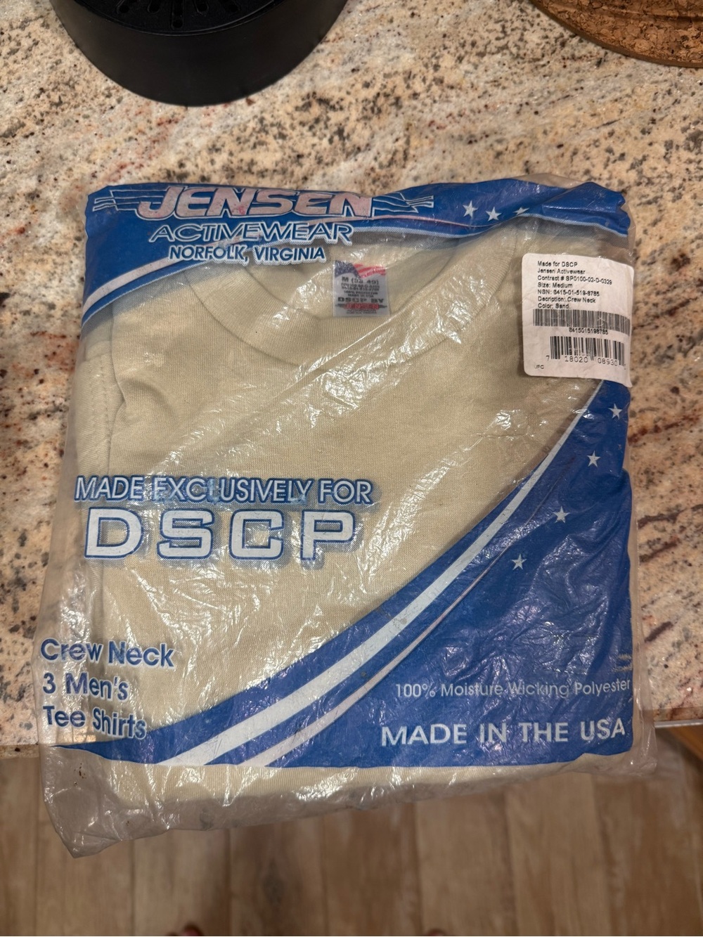 New Sealed 3-Pk Genuine US Military Issued DSCP Tan Sand Crew Neck T-Shirts